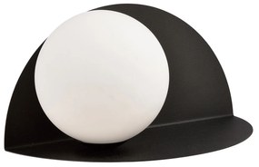 Applique 1 Luce Indiretta Agni Con Base In Acciaio Nero E Vetro Opale