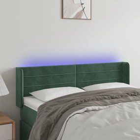 Testiera A Led Verde Scuro 147x16x78/88 Cm İn Velluto /
