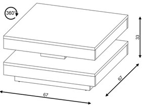 Tavolino da salotto TIMO bianco/rovere sonoma
