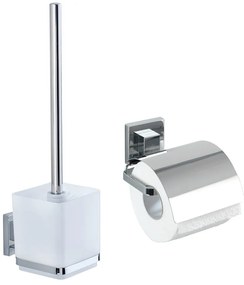 Set di accessori da bagno autoportanti in acciaio inox argentato lucido Quadro - Wenko