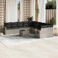 Set Divani da Giardino 11 pz con Cuscini in Polyrattan Grigio 3220721