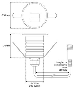 Faretto LED Corten 1W IP67 Professional LED OSRAM - per Gradini Colore  Bianco Caldo 2.700K