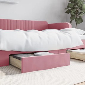 Cassetti Da Letto 2pz Rosa İn Legno Multistrato E Velluto /
