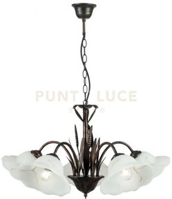 Lampadario byron ruggine 5 luci attacco e27 64x100cm in metallo dec...