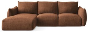 Divano angolare color terracotta allungabile (con penisola a sinistra/con chaise lounge) Leila – Makamii
