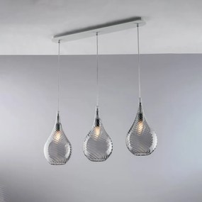 Lampadario Binario Moderno Pluvia Metallo Grigio Fumè 3 Luci E27