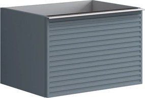 Mobile da bagno sospeso sotto lavaboPixel stripes 2 cassetti L 60 x H 40 x P 45.5 cm blu indaco e maniglia alluminio brillante