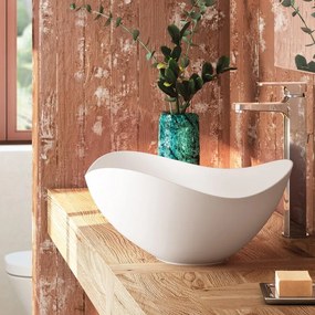 Lavabo da appoggio Ohtake ROCA irregolare in ceramica P 37.5 cm bianco lucido