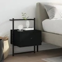 Comodino a Muro Nero 35x30x51 cm Legno Multistrato 833443