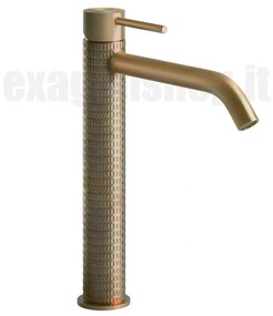 Miscelatore Lavabo Alto Bocca Lunga Senza Scarico Con Flessibili 726 Warm Bronze Brushed Meccanica 54206 Gessi