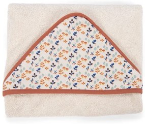 Asciugamano in cotone crema con cappuccio 80x80 cm Pomme des Bois - Moulin Roty