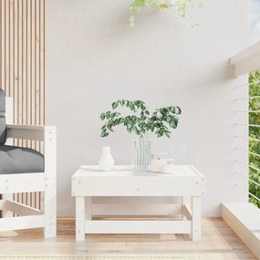 Poggiapiedi da giardino bianco in legno massello di pino