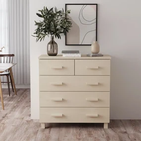 Credenza Hamar Ambra 79x40x80 Cm İn Legno Massello Di Pino /