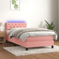 Letto a Molle con Materasso e LED Rosa 80x200 cm in Velluto 3134554