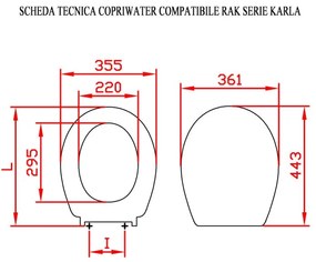 Sedile wc compatibile per sanitari Rak serie Karla in termoindurente bianco