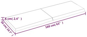 Ripiano a parete 160x50x6 cm legno massello rovere non trattato