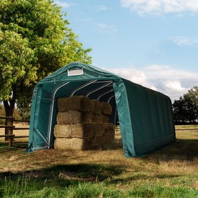 TOOLPORT Tenda da pascolo 3,3x7,2m, verde scuro, Telo in PVC, fissaggio per cemento - (99553)