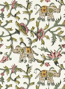 Clarke & Clarke Carta da parati Hathi - Sage/ Blush