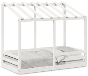 Letto per bambini con tetto bianco 70x140cm legno massello pino