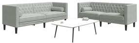Set Divani Chesterfield 2pz Con Cuscini Grigio Chiaro Velluto /