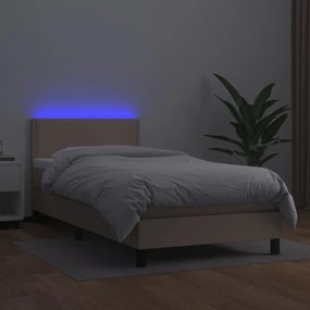 Giroletto molle materasso e led cappuccino 90x200 cm similpelle