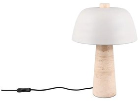 Lampada da tavolo bianca e beige con paralume in metallo (altezza totale 41 cm) Timba – Trio Select