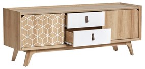 Cassettiera TV bianca e marrone Java - Marckeric