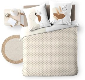 Set copripiumino e federa bianco/beige in cotone per letto matrimoniale ed esteso 240x220 cm Natacha – douceur d'intérieur