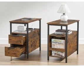 Tavolino d'appoggio con prese elettriche integrate e porte USB ROD marrone/nero