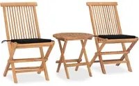 Set da Pranzo Giardino Pieghevole 3 pz Cuscino Massello di Teak cod mxl 39094