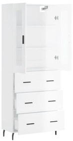 Credenza bianco lucido 69,5x34x180 cm in legno multistrato