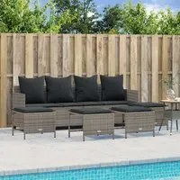 Set Divano da Giardino 5 pz con Cuscini Grigio in Polyrattan 3261559