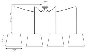 Sospensione 4 Luci Iside Con Fermacavi E Paralumi Beige