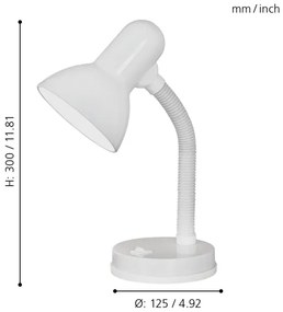 EGLO 9229 - Lampada da tavolo BASIC 1xE27/40W bianco