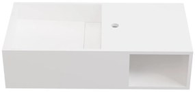 Piano lavabo sospeso in Solid Surface con nicchia L80 x l40 x H20 cm Bianco - GOYOKO