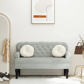 Panca Con Schienale Grigio Chiaro 112x65,5x75 Cm İn Velluto /