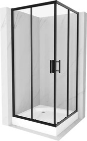 Mexen Rio cabina doccia quadrata 90 x 90 cm, trasparente, nero + piatto doccia Rio, bianco - 860-090-090-70-00-4510