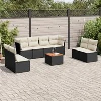 Set Divani da Giardino 9 pz con Cuscini Nero in Polyrattan 3223578