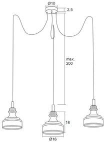 Argon 1354 - Lampadario LED a sospensione con filo TULUZA 3xLED/5W/230V