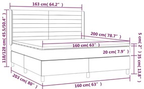 Letto a Molle con Materasso e LED Rosa 160x200 cm in Velluto