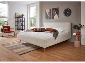 Letto matrimoniale imbottito beige con contenitore con rete inclusa 180x200 cm Mattis – Meise Möbel