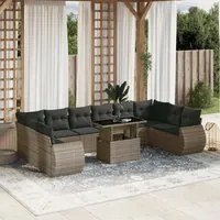 Set Divani da Giardino 11 pz con Cuscini in Polyrattan Grigio 3268780