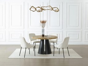 Tavolo da pranzo allungabile da 4 a 12 persone in MDF e Metallo Nero Naturale chiaro - JARELIA