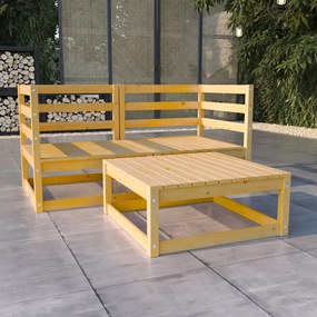 Set divani da giardino 3 pz in legno massello di pino