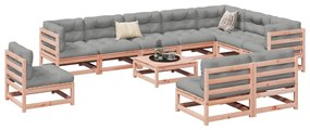 Set divani da giardino 11 pz in legno massello abete douglas