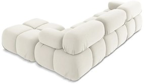 Divano angolare componibile bianco con rivestimento in velluto Lokua – Makamii