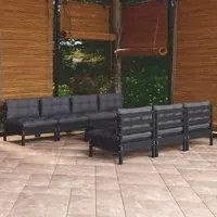 Set Divani da Giardino 8 pz con Cuscini Antracite Legno di Pino 3096140