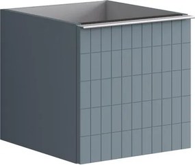 Cassettiera Pixel con 2 cassetti (1 interno) frontale Grid laccato opaco indaco e maniglia alluminio brillante L.40 H.40 P.45,5 cm.