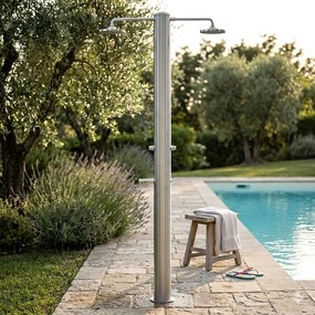 Doccia da Giardino Doppia 2 Temporizzatori e Lavapiedi ATI Docce MUL-2P Inox Anodizzato...