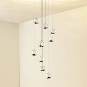 Lampada a sospensione in vetro Hayley Lucande, Cromo / Argento, Soggiorno / Sala da pranzo, Vetro, Design, Lampada a sospensione